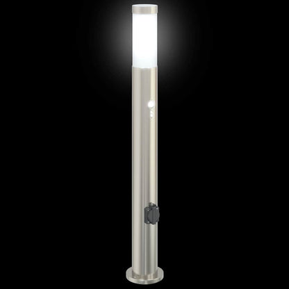 Pollerleuchte mit Sensor&Steckdose 80 cm Edelstahl IP44