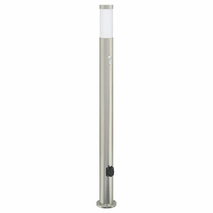 Pollerleuchte mit Sensor und Steckdose 110 cm Edelstahl IP44