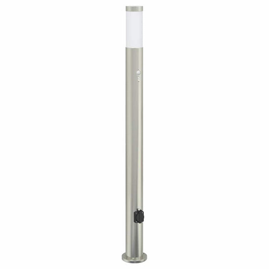 Pollerleuchte mit Sensor und Steckdose 110 cm Edelstahl IP44