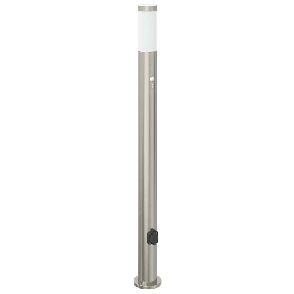 Pollerleuchten mit Sensor&Steckdose 3er 110 cm Edelstahl IP44