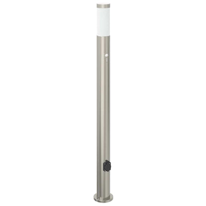 Pollerleuchten mit Sensor&Steckdose 3er 110 cm Edelstahl IP44