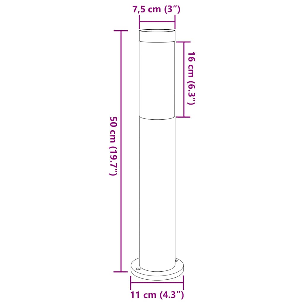 Pollerleuchte 50 cm Edelstahl IP44