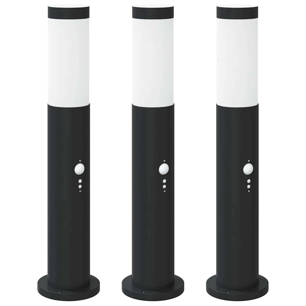 Pollerleuchten mit Sensor 3er 50 cm Edelstahl IP44