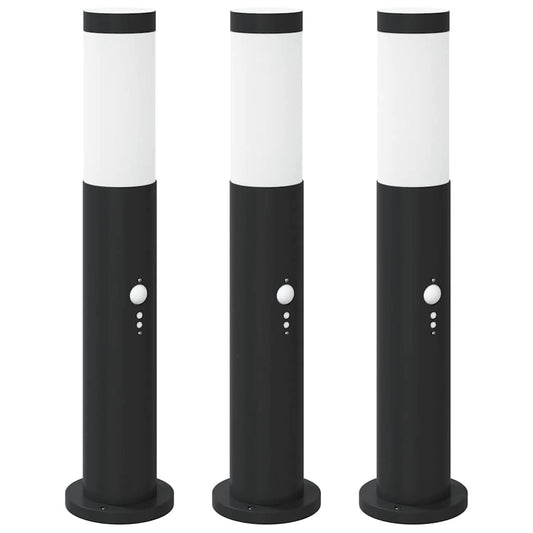 Pollerleuchten mit Sensor 3er 50 cm Edelstahl IP44