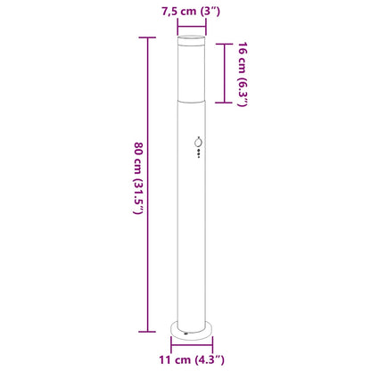 Pollerleuchte mit Sensor 80 cm Edelstahl IP44