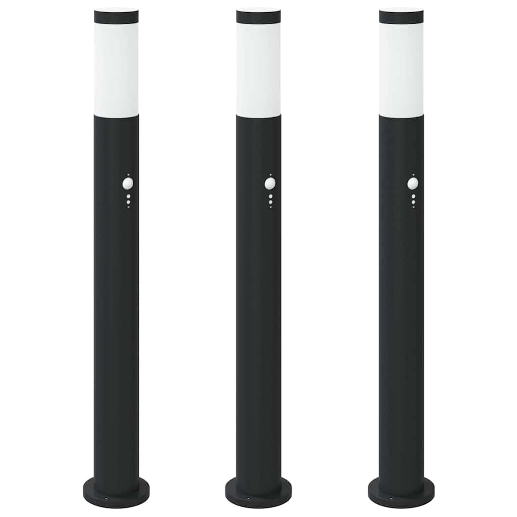 Pollerleuchten mit Sensor 3er 80 cm Edelstahl IP44