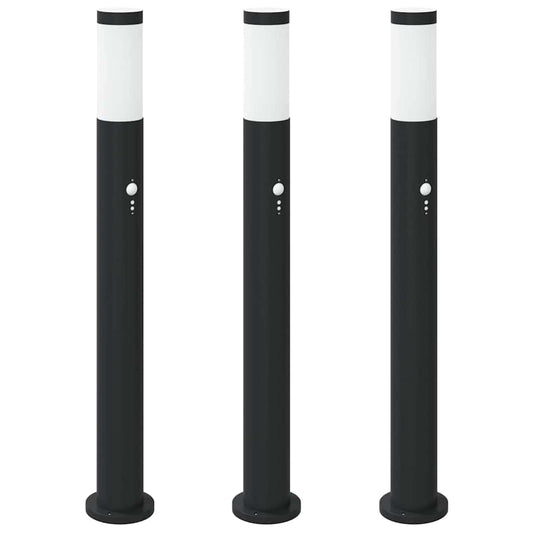 Pollerleuchten mit Sensor 3er 80 cm Edelstahl IP44