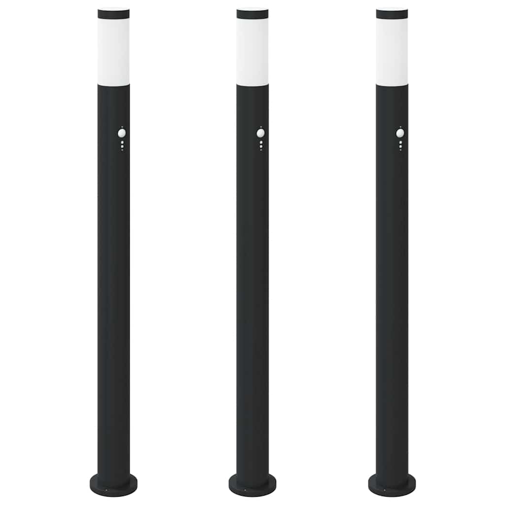 Pollerleuchten mit Sensor 3er 110 cm Edelstahl IP44