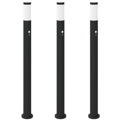 Pollerleuchten mit Sensor 3er 110 cm Edelstahl IP44