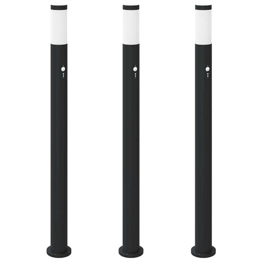 Pollerleuchten mit Sensor 3er 110 cm Edelstahl IP44