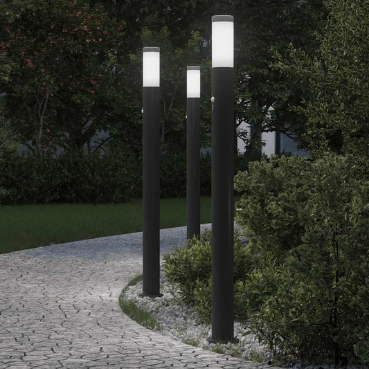 Pollerleuchten mit Sensor 3er 110 cm Edelstahl IP44