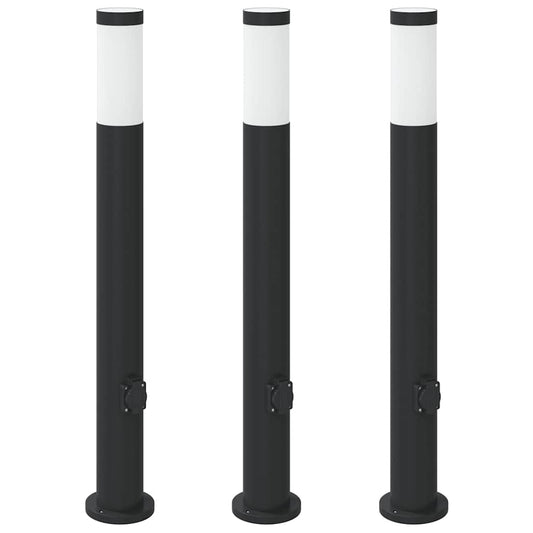 Pollerleuchten mit Auslass 3er 80 cm Edelstahl IP44