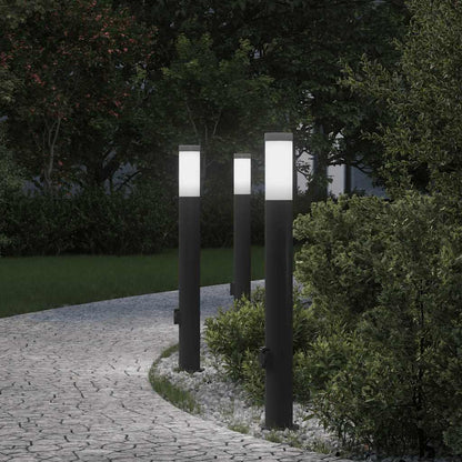 Pollerleuchten mit Auslass 3er 80 cm Edelstahl IP44