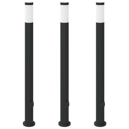 Pollerleuchten mit Auslass 3er 110 cm Edelstahl IP44