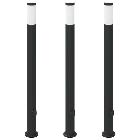 Pollerleuchten mit Auslass 3er 110 cm Edelstahl IP44