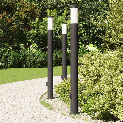 Pollerleuchten mit Auslass 3er 110 cm Edelstahl IP44