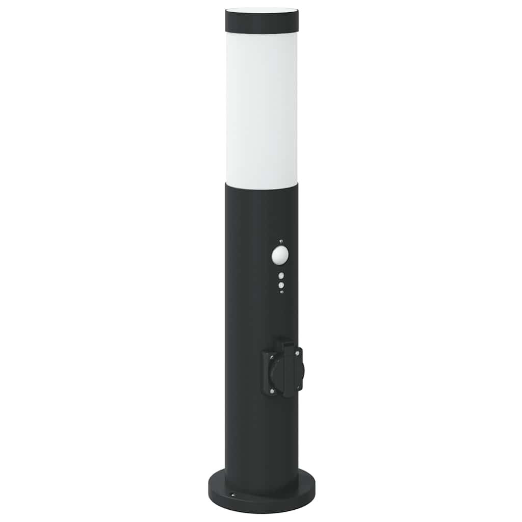 Pollerleuchte mit Sensor und Steckdose 50 cm Edelstahl IP44