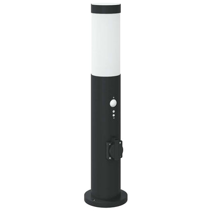 Pollerleuchte mit Sensor und Steckdose 50 cm Edelstahl IP44