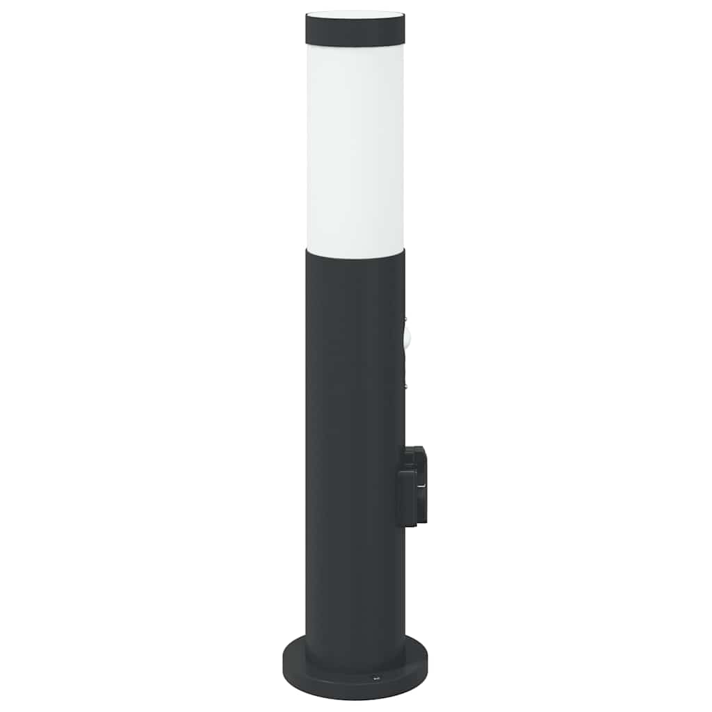 Pollerleuchte mit Sensor und Steckdose 50 cm Edelstahl IP44