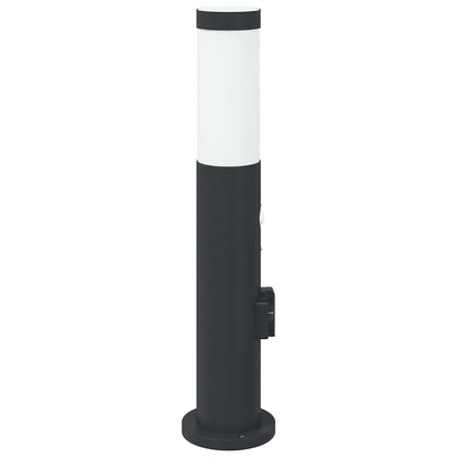 Pollerleuchte mit Sensor und Steckdose 50 cm Edelstahl IP44