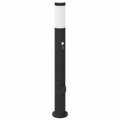 Pollerleuchten mit Sensor&Steckdose 3er 80 cm Edelstahl IP44