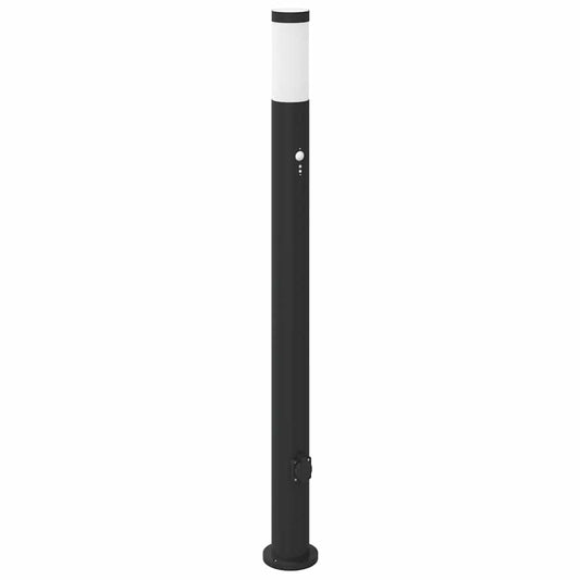 Pollerleuchte mit Sensor und Steckdose 110 cm Edelstahl IP44