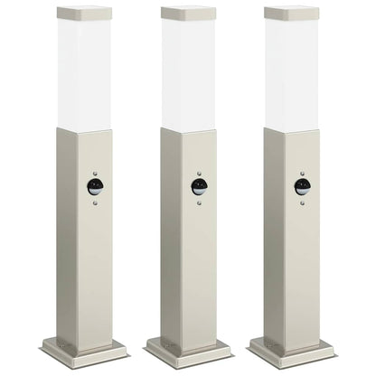 Pollerleuchten mit Sensor 3 Stk. 50 cm Edelstahl IP44
