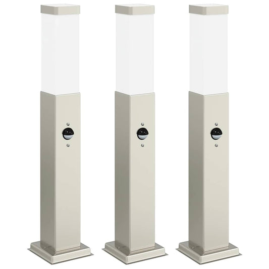 Pollerleuchten mit Sensor 3 Stk. 50 cm Edelstahl IP44