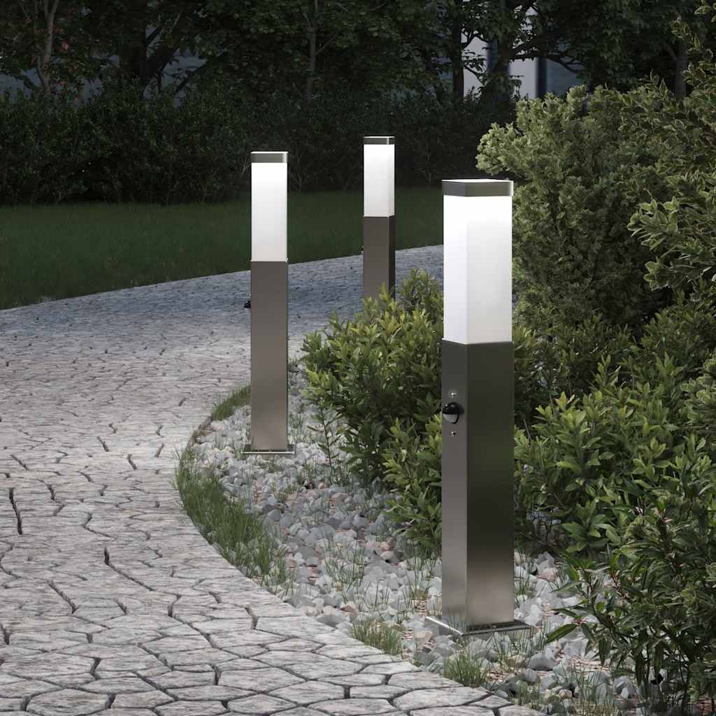 Pollerleuchten mit Sensor 3 Stk. 50 cm Edelstahl IP44
