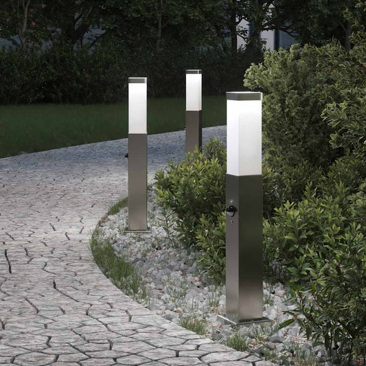 Pollerleuchten mit Sensor 3 Stk. 50 cm Edelstahl IP44