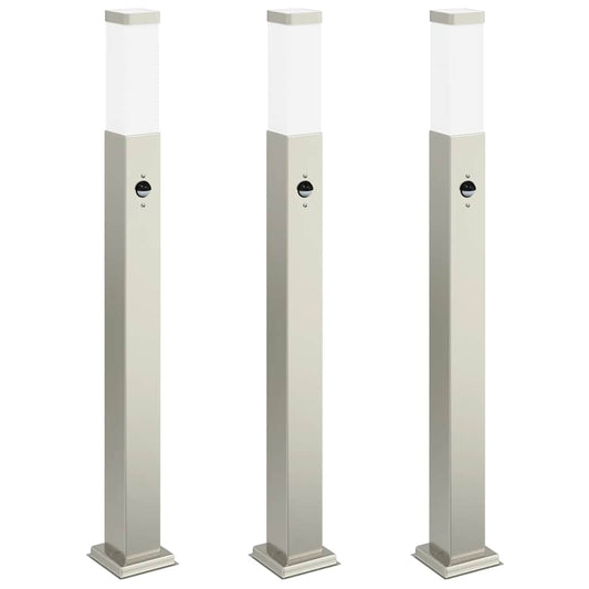 Pollerleuchten mit Sensor 3 Stk. 80 cm Edelstahl IP44