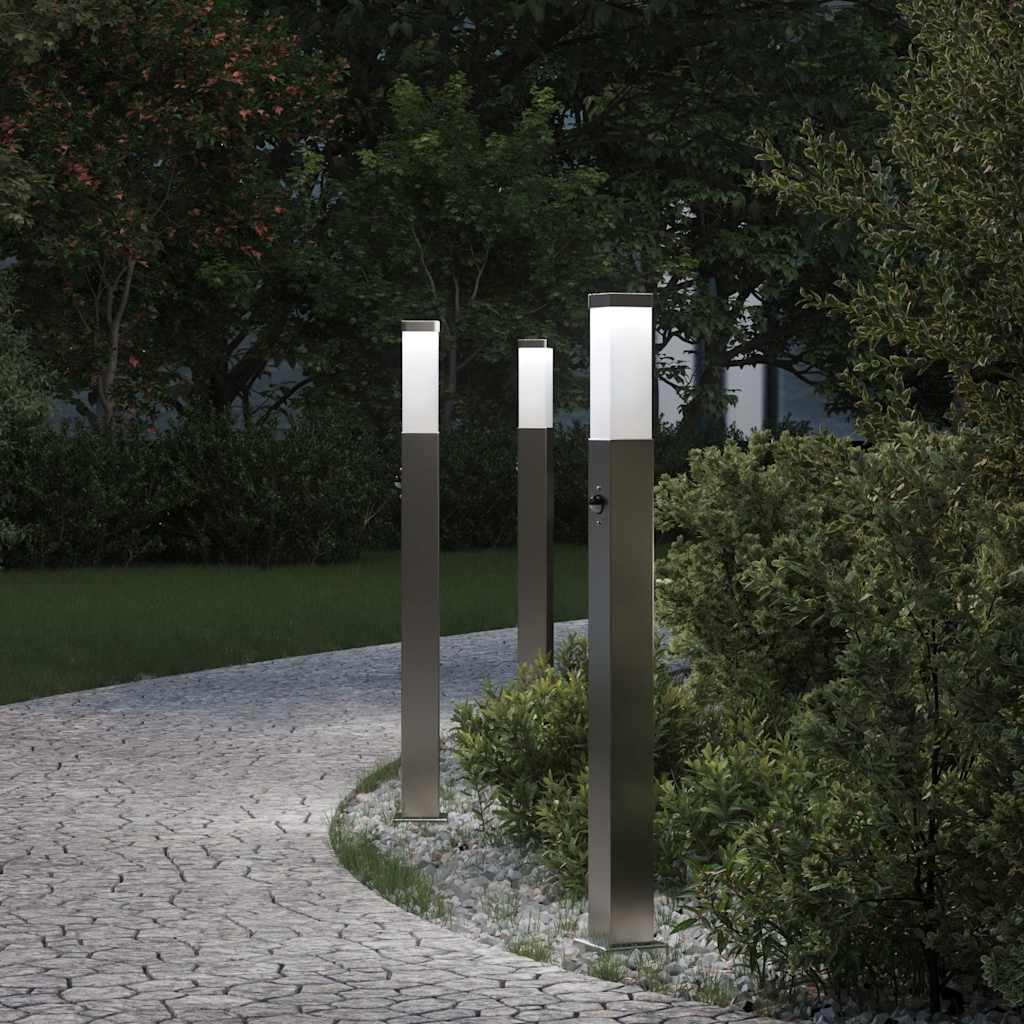 Pollerleuchten mit Sensor 3 Stk. 80 cm Edelstahl IP44