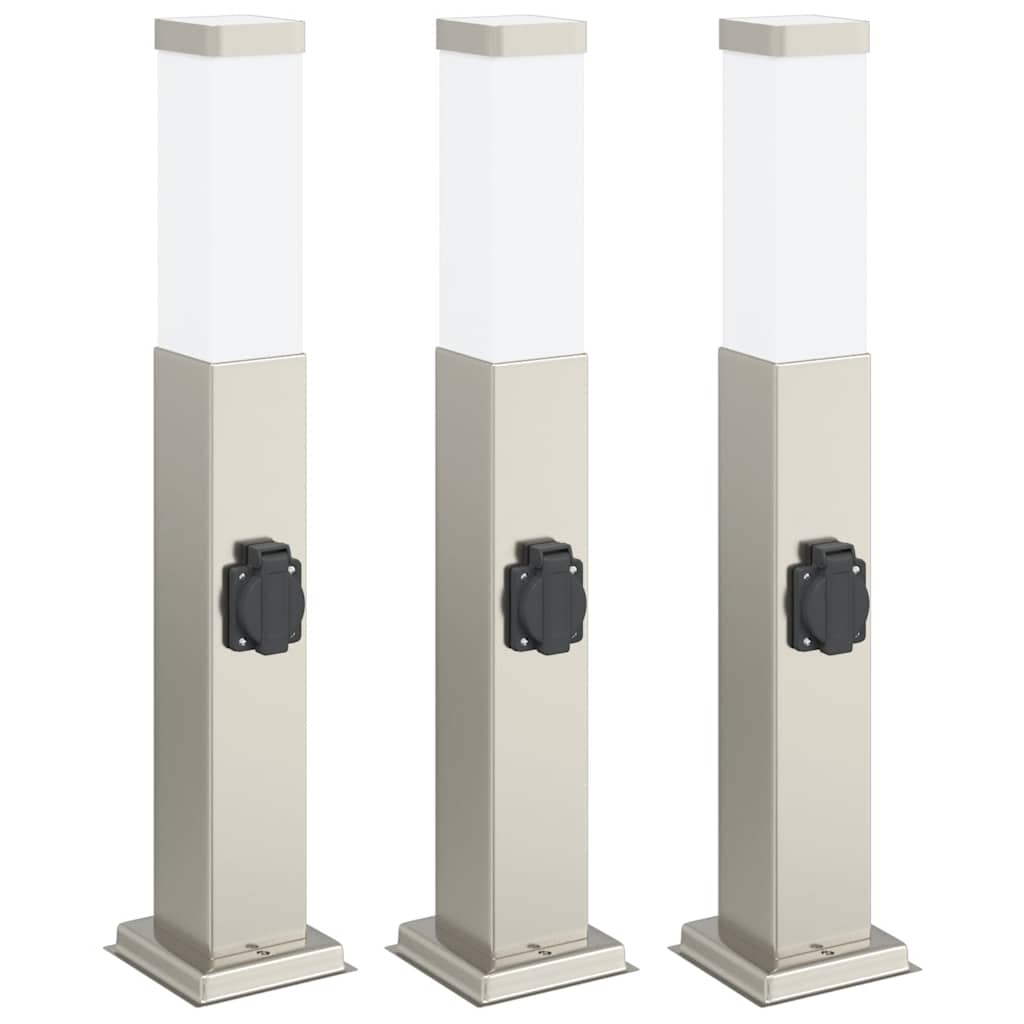 Pollerleuchten mit Auslass 3 Stk. 50 cm Edelstahl IP44
