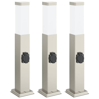 Pollerleuchten mit Auslass 3 Stk. 50 cm Edelstahl IP44