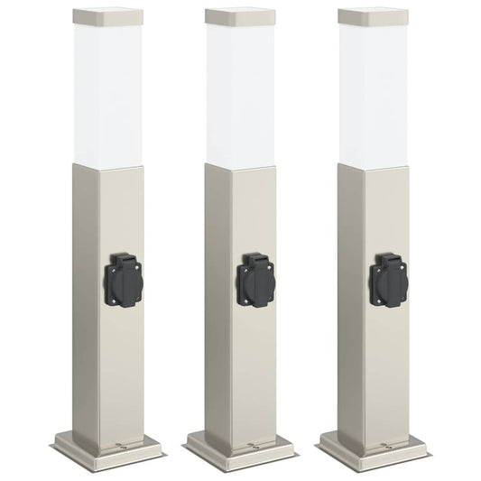 Pollerleuchten mit Auslass 3 Stk. 50 cm Edelstahl IP44