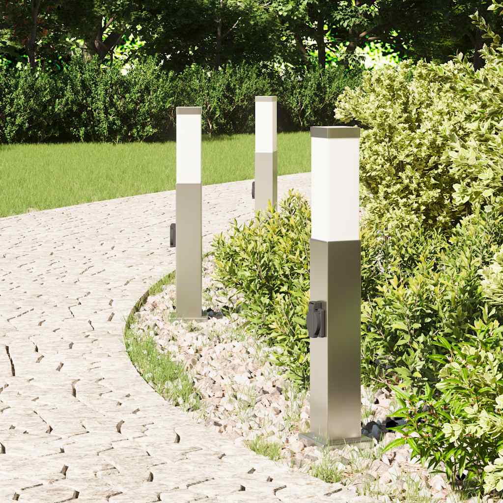 Pollerleuchten mit Auslass 3 Stk. 50 cm Edelstahl IP44