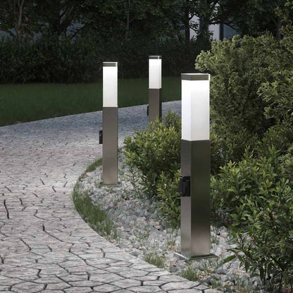Pollerleuchten mit Auslass 3 Stk. 50 cm Edelstahl IP44