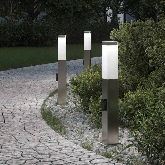 Pollerleuchten mit Auslass 3 Stk. 50 cm Edelstahl IP44