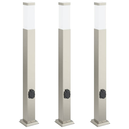 Pollerleuchten mit Auslass 3 Stk. 80 cm Edelstahl IP44