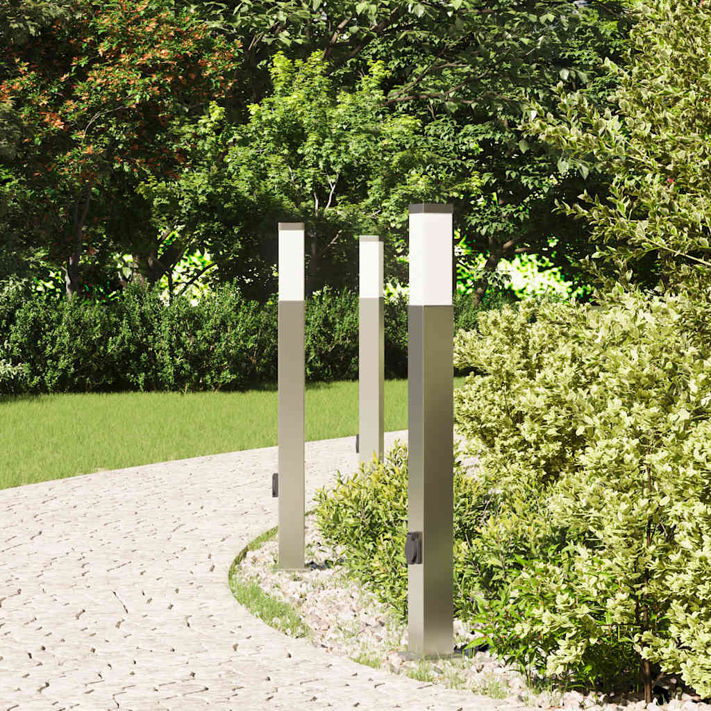 Pollerleuchten mit Auslass 3 Stk. 80 cm Edelstahl IP44