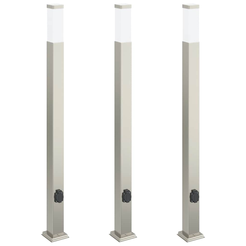 Pollerleuchten mit Auslass 3 Stk. 110 cm Edelstahl IP44