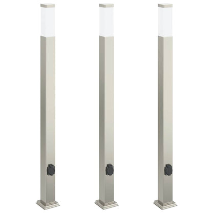 Pollerleuchten mit Auslass 3 Stk. 110 cm Edelstahl IP44