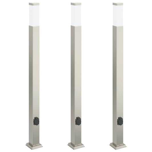 Pollerleuchten mit Auslass 3 Stk. 110 cm Edelstahl IP44