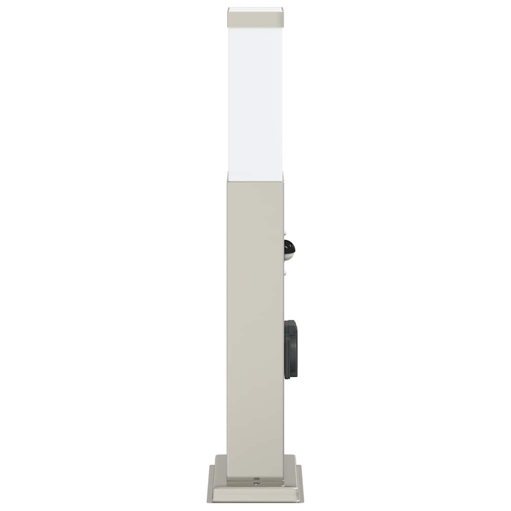 Pollerleuchte mit Sensor und Steckdose 50 cm Edelstahl IP44