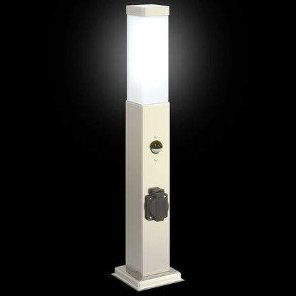 Pollerleuchte mit Sensor und Steckdose 50 cm Edelstahl IP44