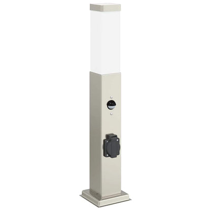 Pollerleuchten mit Sensor&Steckdose 3 Stk. 50 cm Edelstahl IP44