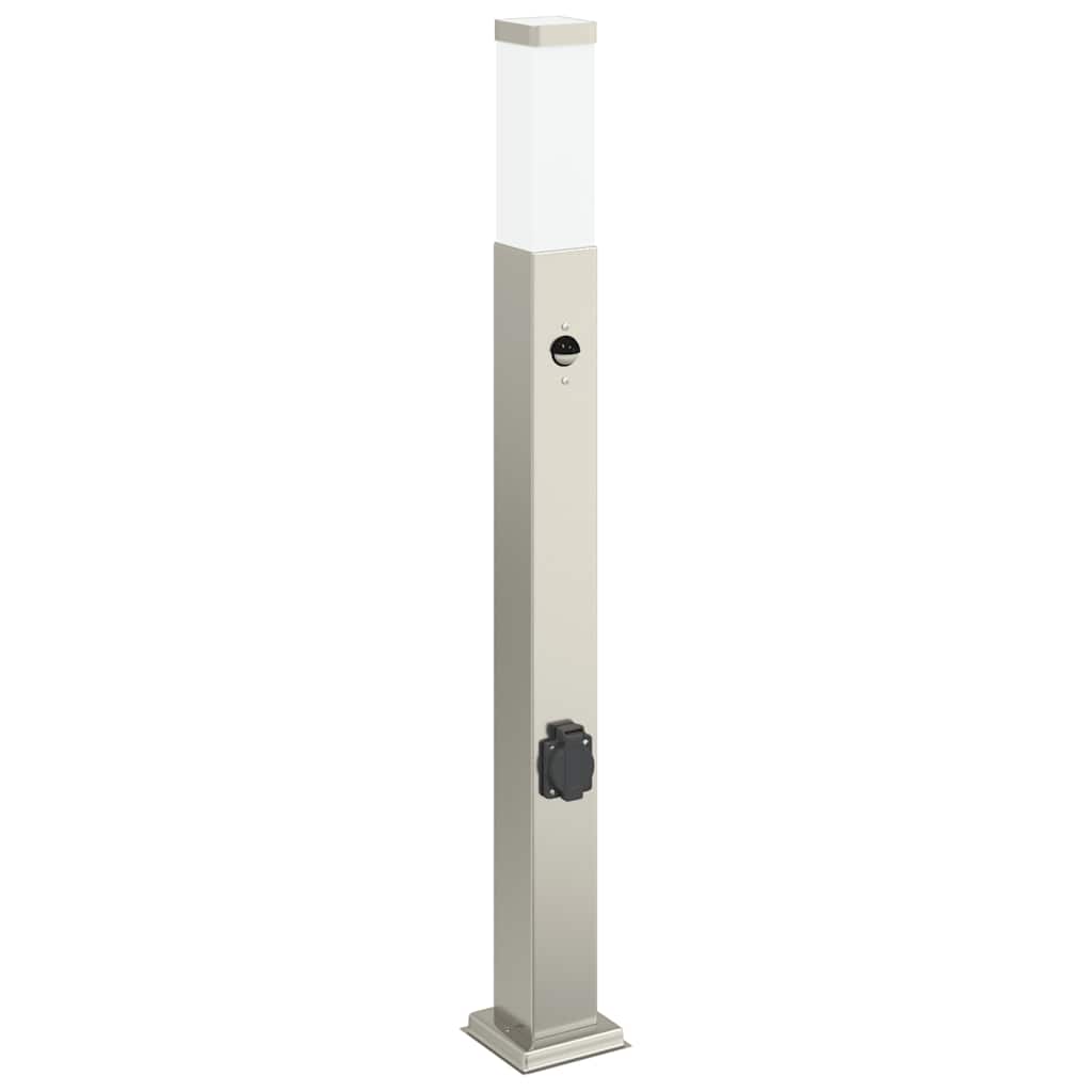 Pollerleuchte mit Sensor&Steckdose 80 cm Edelstahl IP44
