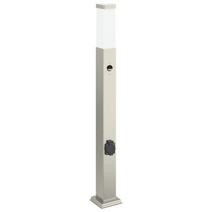 Pollerleuchte mit Sensor&Steckdose 80 cm Edelstahl IP44