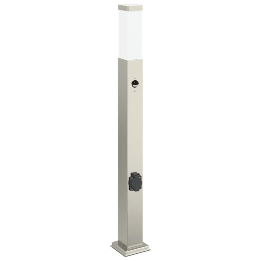 Pollerleuchte mit Sensor&Steckdose 80 cm Edelstahl IP44