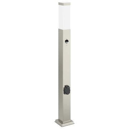 Pollerleuchten mit Sensor&Steckdose 3 Stk. 80 cm Edelstahl IP44